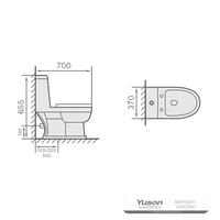 YS24106 Tek parça seramik tuvalet, P-tuzak, yıkamalı;