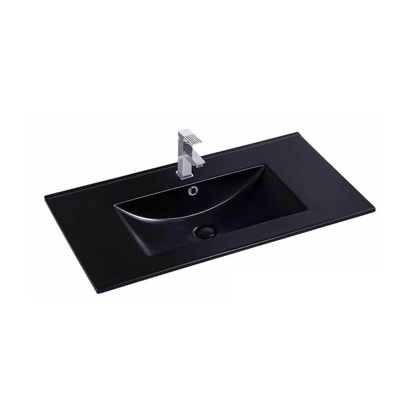 YS27286B-80 Mat siyah sırlı seramik dolaplı lavabo, makyaj lavabosu, lavabo;
