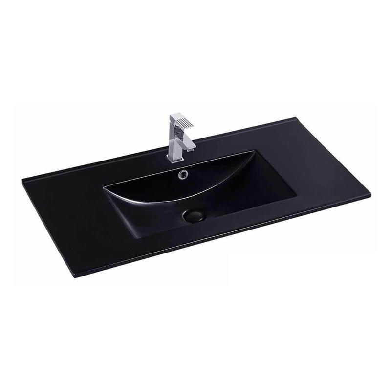 YS27286B-90 Mat siyah sırlı seramik dolaplı lavabo, makyaj lavabosu, lavabo;