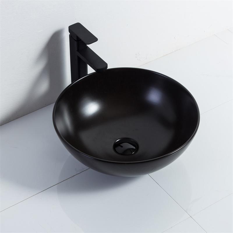 YS28401-MB Mat siyah seramik tezgah üstü lavabo, artistik lavabo, seramik lavabo;
