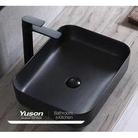 YS28434-MB Mat siyah seramik tezgah üstü lavabo, artistik lavabo, seramik lavabo;